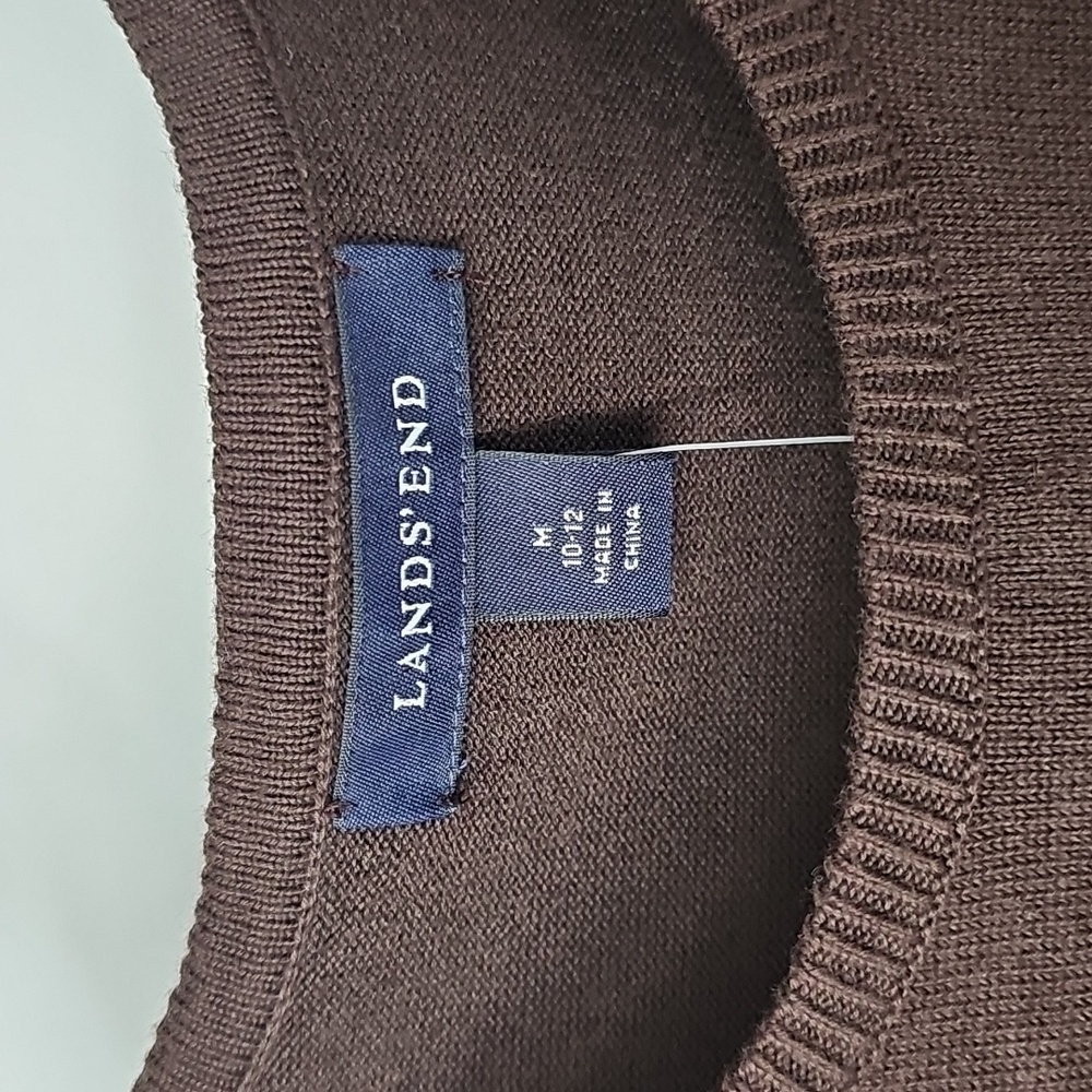 Lands' End Dark Chocolate Brown Scoop Neck Short Sleeve Knit Top‎ Office Minimal - Picture 3 of 9